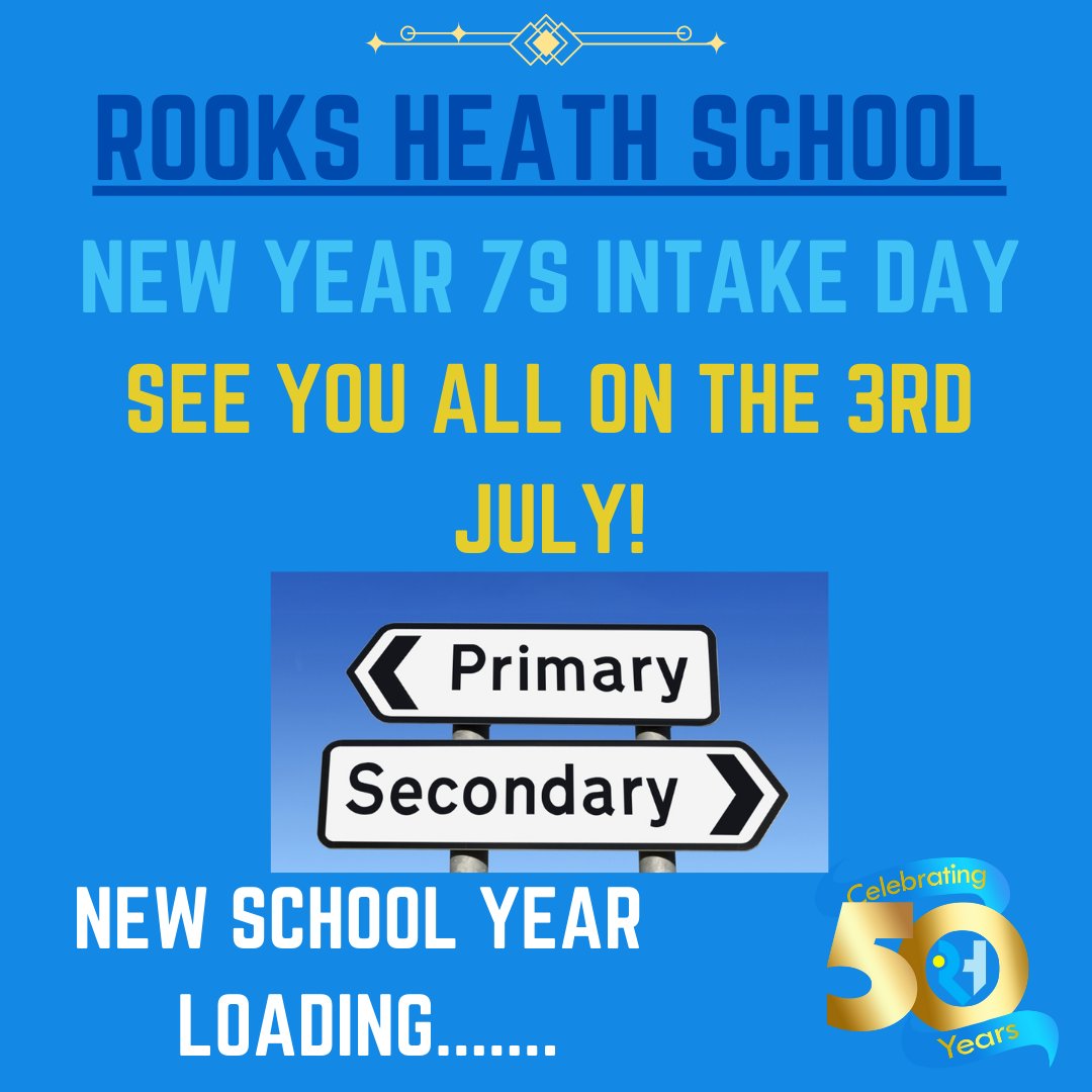 On Wednesday 3rd July, we will be welcoming the new cohort of Year 7 students for their New Intake Day! This is where you will get to experience life at Rooks Heath before you start in September.   
We are very excited to meet you!  
#newintake #newyear7 #rooksheathschool