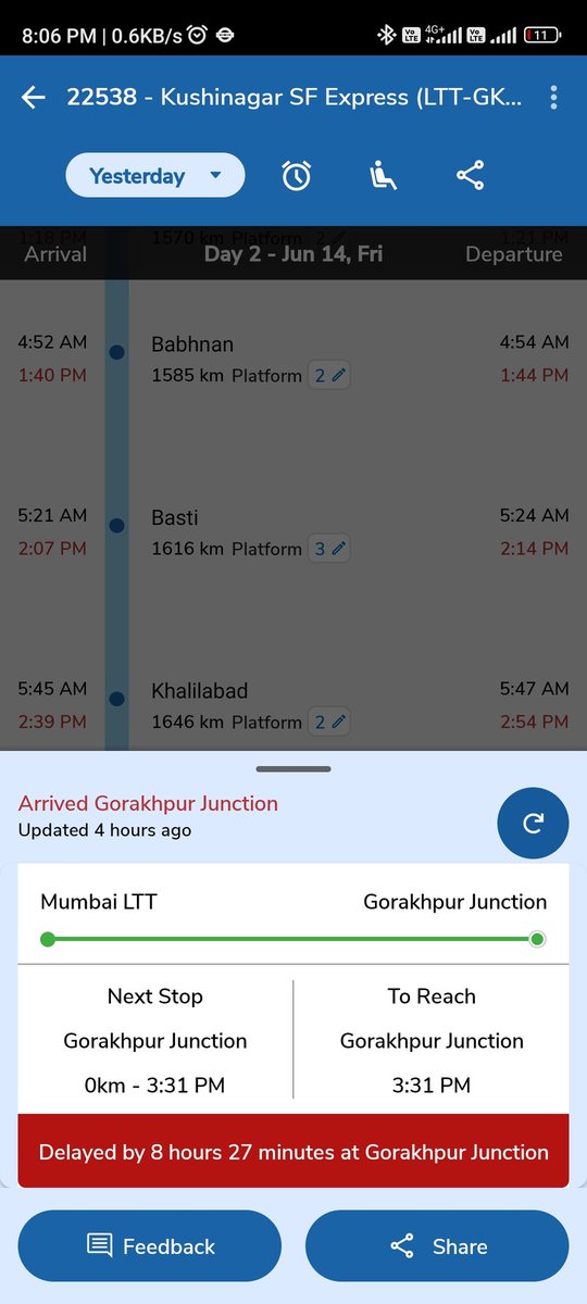 mdshohrab4's tweet photo. @AshwiniVaishnaw I've booked a seat in 3AC kushinagar express 22538 from LTT to GKP &amp; train is 8 hrs late &amp; next train from GKP to MFP 04058 is now changed to 04044 without notification and I've booked SL and there is no SL coach what's this behaviour https://t.co/5ZnJLuZV4N