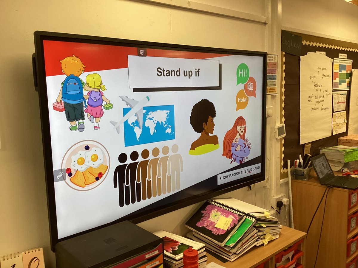 TCJANotts's tweet photo. 1) This week, children and staff took part in the brilliant workshops lead by Andy and Tasha, from Show Racism The Red Card. After purposeful discussions and thought-provoking questions, children participated in learning the difference between not being racist and anti-racism… https://t.co/vNNIm1iDJN