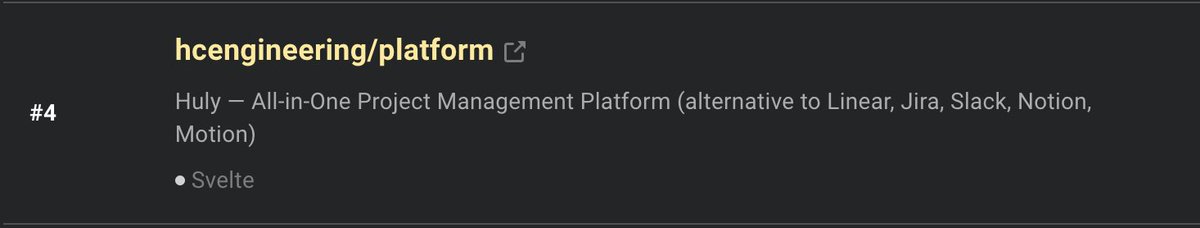 Huly (@huly_io) on Twitter photo Huly is trending again on GitHub 🚀 Currently #4 according to <a href="/OSSInsight/">OSS Insight</a>. Thank you for all your 🌟s! Huly is trending again on GitHub 🚀 Currently #4 according to <a href="/OSSInsight/">OSS Insight</a>. Thank you for all your 🌟s!