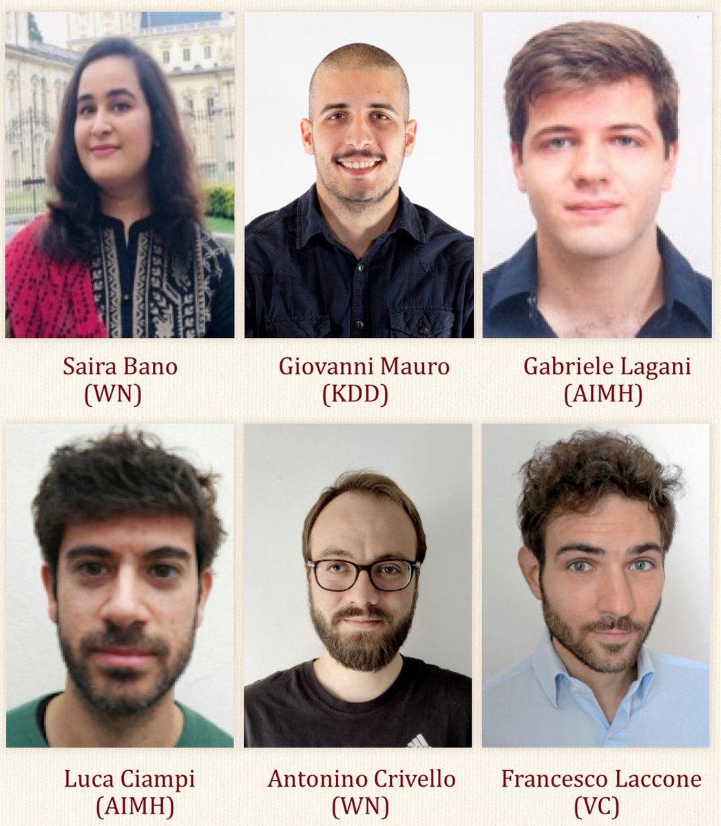 The #YoungResearcherAward #MatteoDellepiane winners
🏆 Saira Bano #Wn_Lab
🏆 Giovanni Mauro @KDDLab #Kdd_Lab 
🏆 Gabriele Lagani #Aimh_Lab
🏆 Luca Ciampi, PhD #Aimh_Lab
🏆 Antonino Crivello #Wn_Lab
🏆 Francesco Laccone #Vc_Lab

#datascience #datascientist #womeninscience #IstiDay