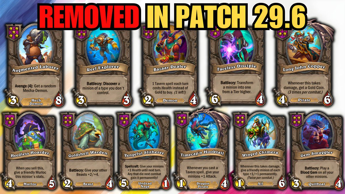 My review of massive patch 29.6, which, reintroduces buddies.
youtu.be/XSDa2KMEjo0
I also made a graphic of the removed units, a few meta defining ones have been dropped.