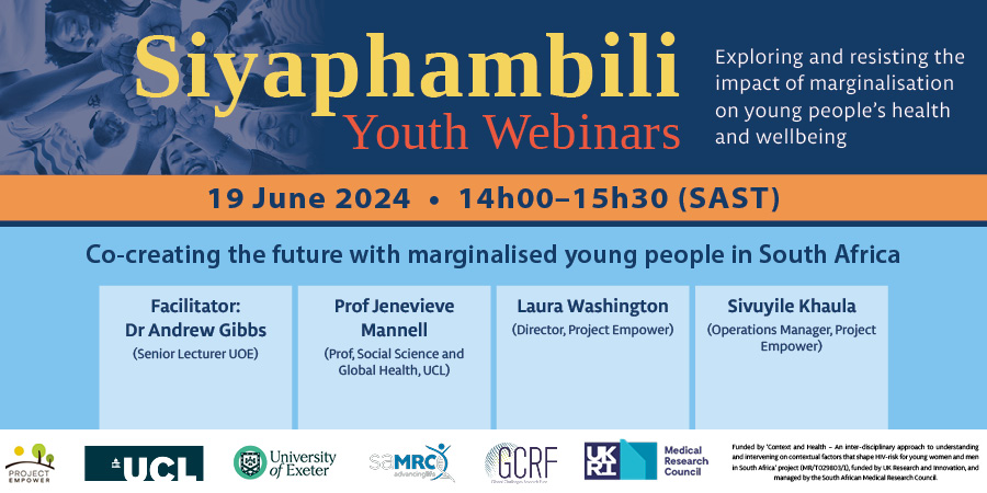exeterpsych's tweet image. Our academics are hosting a webinar, discussing their latest work: Co-developing Stepping Stones and Creating Futures Plus with marginalised young people in South Africa: 19th June 2024 (13h00 BST)
Sign up here: us02web.zoom.us/meeting/regist…
