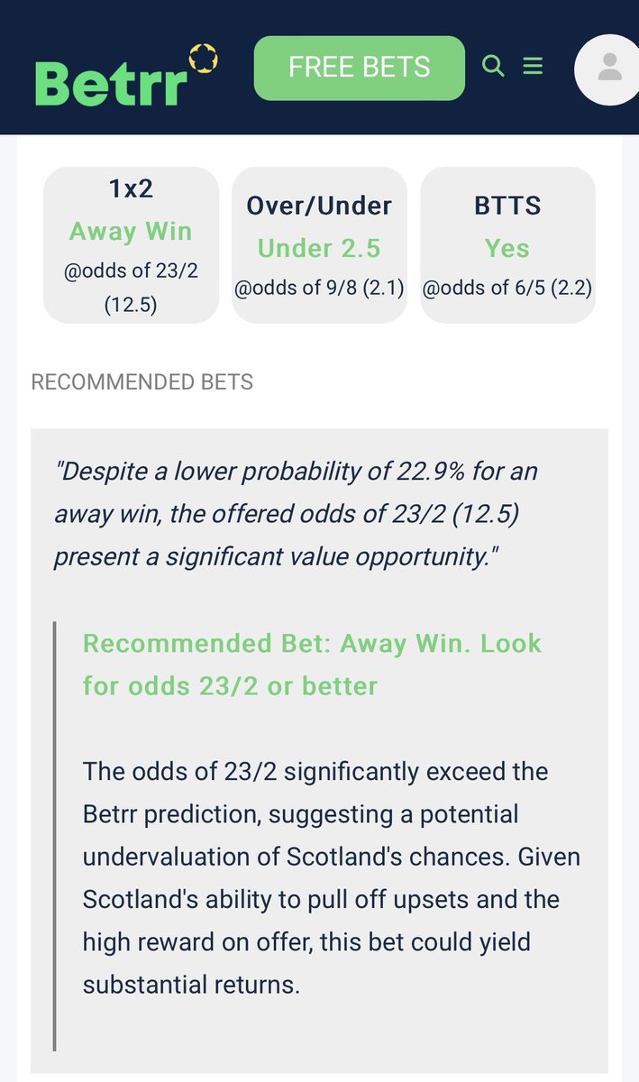 justbetrr's tweet photo. Based on the data, there is logic to betting on Scotland to win at odds of 23/2 (12.5) in tonight’s opener of #euro2024. 

All our match tips here, along with the logic: https://t.co/gmrOtp2Sib

#GERSCO https://t.co/mVhR7nbDLY
