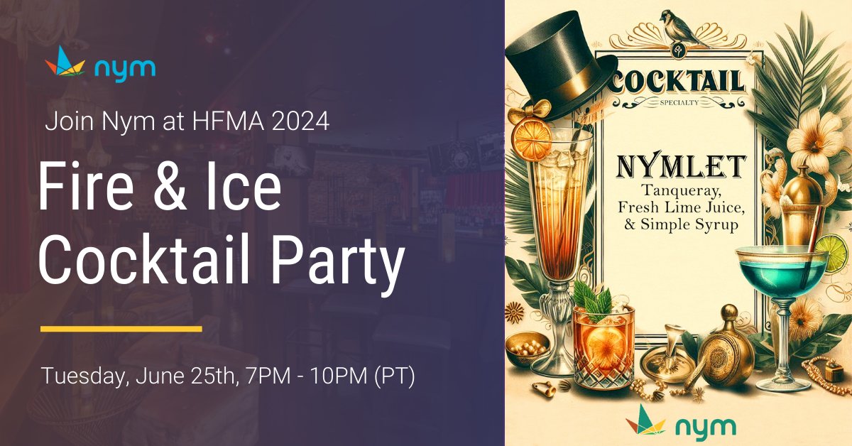 Who doesn't love a custom cocktail? 🥂 

Join us steps away from #HFMA2024 at Nym's Cocktail Party to connect with leaders from across the healthcare industry in the one-of-a-kind 1923 Prohibition Bar and Minus5 Ice Experience 🔥 ❄ 

Get your invite: go.nym.health/hfma-2024-cock…