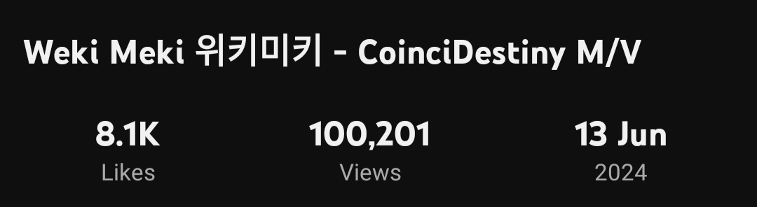 Re-upload WEKI MEKI COINCIDESTINY MV HITS 100,000 VIEWS on Youtube ✨

📌We are getting faster STREAM HERE:
youtu.be/SH84Pir3QhA?si…

WEKI MEKI COINCIDESTINY
#CoinciDestinyOutNow
#WekiMekiYouAreOurDestiny
<a href="/wekimeki/">WekiMeki 위키미키</a>