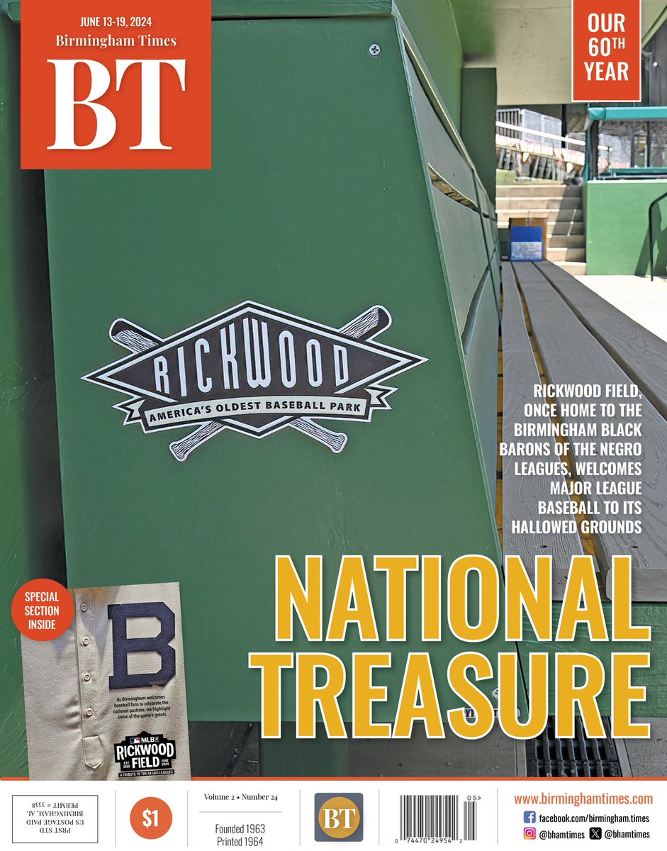 BarnettWright's tweet photo. Here's cover of this week's @BhamTimes print edition featuring @MLB's Salute to the Negro Leagues on June 20 at #Birmingham's historic Rickwood Field.
https://t.co/YNtzcznYXG https://t.co/8pJwQxMOqj