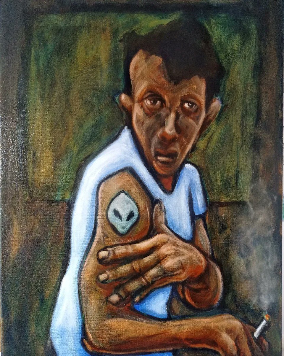 joebarrowpics's tweet photo. Outsider 

#tattoo #greyalien #ufo #oilpainting #smoking https://t.co/nlkTjK8NTm