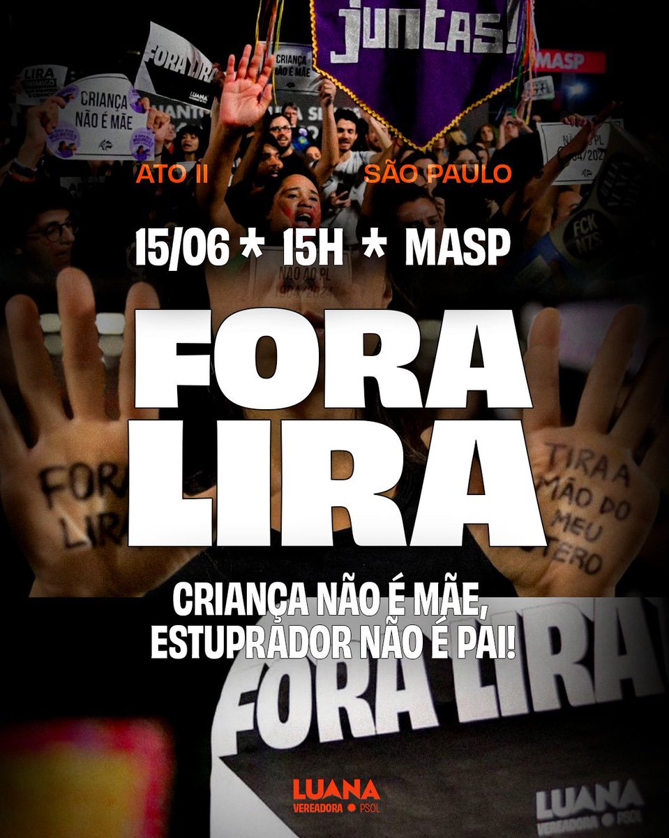 AMANHÃ vamos tomar as ruas, para dizer NÃO ao #PL1904. #CriançaNãoéMãe #ForaLira 

Compartilhe com todo mundo, vamos lotar a Paulista!