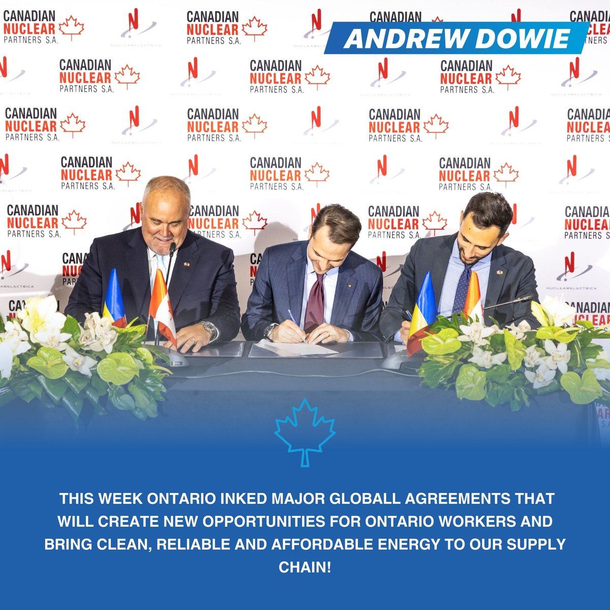 Minister <a href="/Sflecce/">Stephen Lecce</a> and Ontario just concluded a successful trade mission to France and Romania.
 
The mission included the signing of new agreements that will create good-paying jobs in Ontario and help build clean electricity generation around the world.