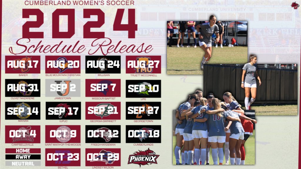 The 2024 Women's Soccer schedule is set! 

The women will have nine home matches and take on seven teams that made the NAIA National Tournament last season!

➡️ tinyurl.com/2xjx8to8

#GoPhoenix