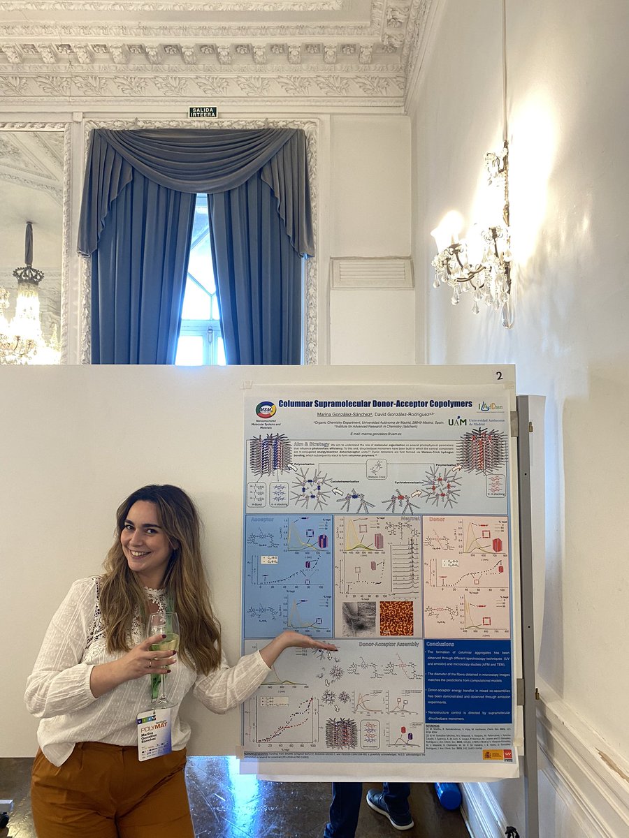 Marina_Chem's tweet image. Spent an incredible week at the @polymatsptl congress presenting our research on Columnar Supramolecular donor-acceptor copolymers. Many thanks to the organizers for a great event!