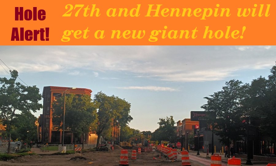 Komrad_Iron's tweet photo. South Hennepin Ave construction update:
1) Hennepin Ave is now open south of Lake St
2) Lagoon and Lake at Hennepin have paved lanes through the intersection 3) curb and gutter work on the north sides will begin next week
4) Big detours for pedestrians at 27th street due to 1/2 https://t.co/z7OoFBYbqd