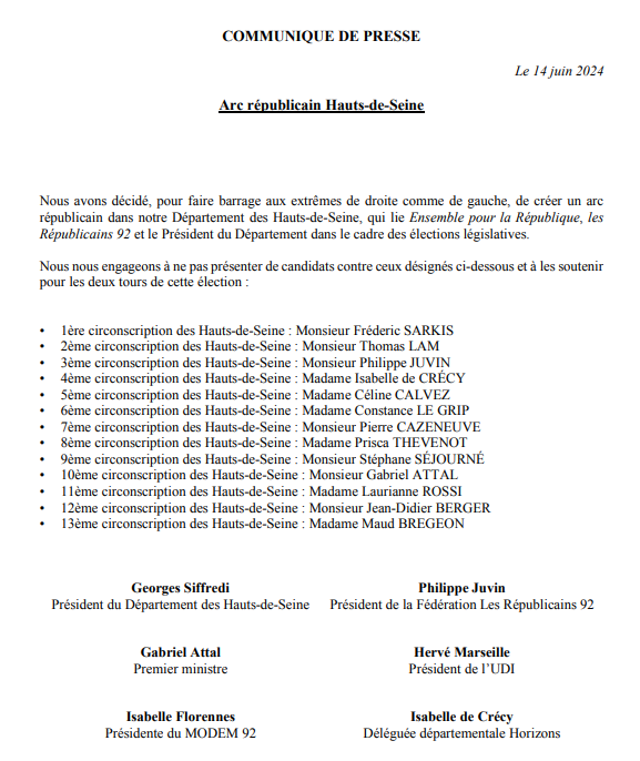 MaireBLR's tweet photo. Je salue l'accord de l'UDI, le MoDem, Horizons, Renaissance et LR, pour présenter des candidats de l’arc républicain dans le 92 !

Dans le contexte politique actuel, faisons face ensemble aux dangers des extrêmes. https://t.co/tvHDwvo4JI