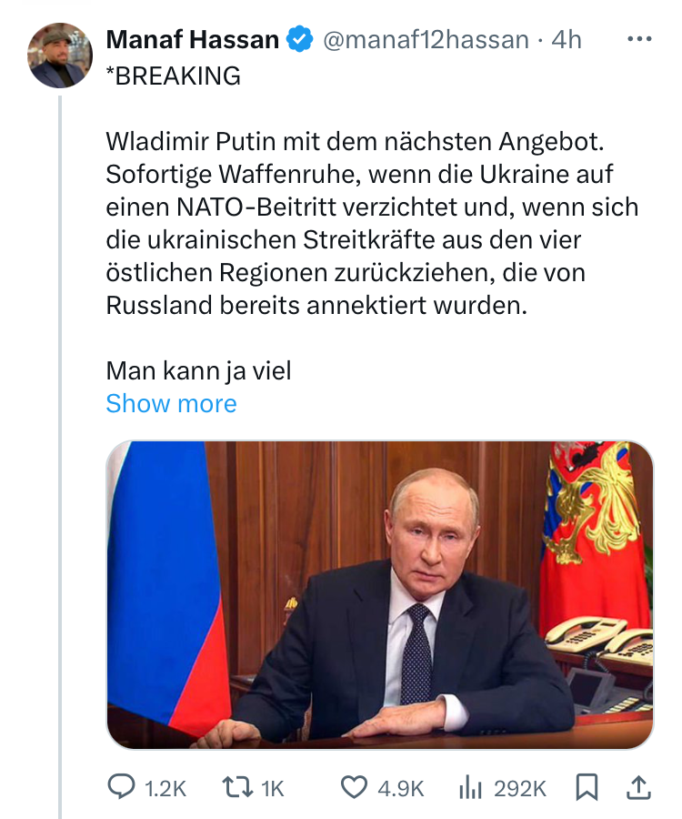 War anscheinend richtig, den in meine Putinutten-Liste zu stecken.