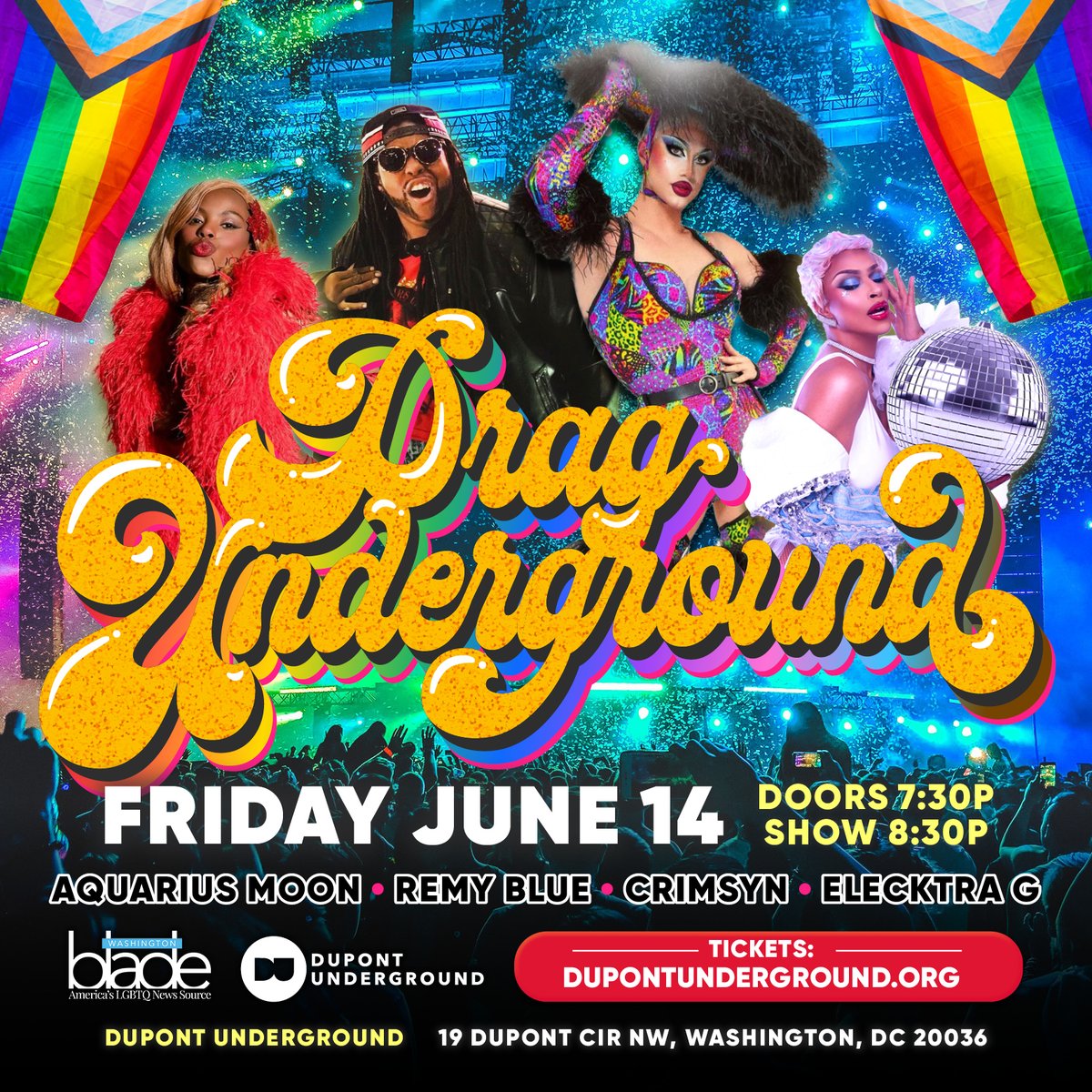 Dupont Underground (@dupontundergrnd) on Twitter photo Get ready! “Drag Underground” is on TONIGHT! Doors open at 7:30pm, and the show starts at 8:30pm! We’ll see you in a bit- grab your tickets at the link below!
ow.ly/Lhvn50SjfXR
@washblade, <a href="/TheDCArts/">DC Commission on the Arts & Humanities</a> Get ready! “Drag Underground” is on TONIGHT! Doors open at 7:30pm, and the show starts at 8:30pm! We’ll see you in a bit- grab your tickets at the link below!
ow.ly/Lhvn50SjfXR
@washblade, <a href="/TheDCArts/">DC Commission on the Arts & Humanities</a>