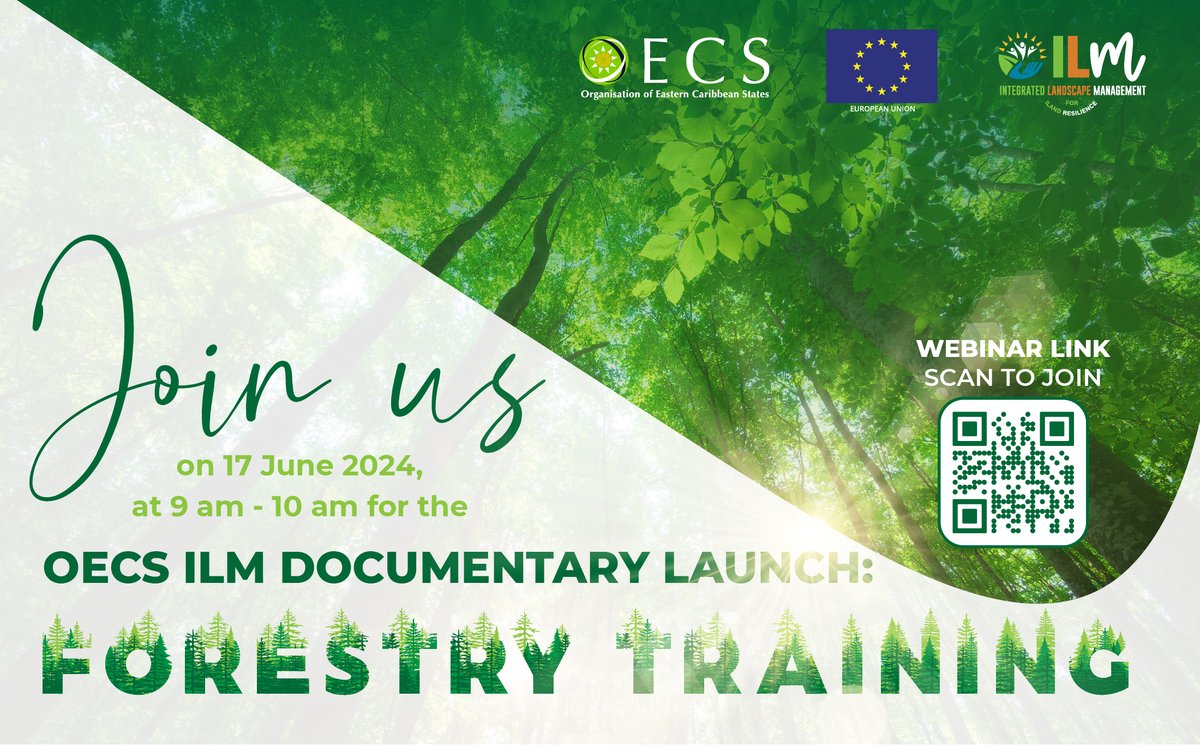 OECS Commission (@oecscommission) on Twitter photo Join us for the OECS ILM Documentary Launch on Monday, June 17, from 9 - 10 a.m. Scan the QR code to join. This event will showcase a short documentary highlighting the training of forestry personnel in the OECS. The <a href="/uttmarketing/">UTT - The University of Trinidad and Tobago</a> programme is funded by the EU. <a href="/EUinBarbados/">EUinBarbados</a> Join us for the OECS ILM Documentary Launch on Monday, June 17, from 9 - 10 a.m. Scan the QR code to join. This event will showcase a short documentary highlighting the training of forestry personnel in the OECS. The <a href="/uttmarketing/">UTT - The University of Trinidad and Tobago</a> programme is funded by the EU. <a href="/EUinBarbados/">EUinBarbados</a>