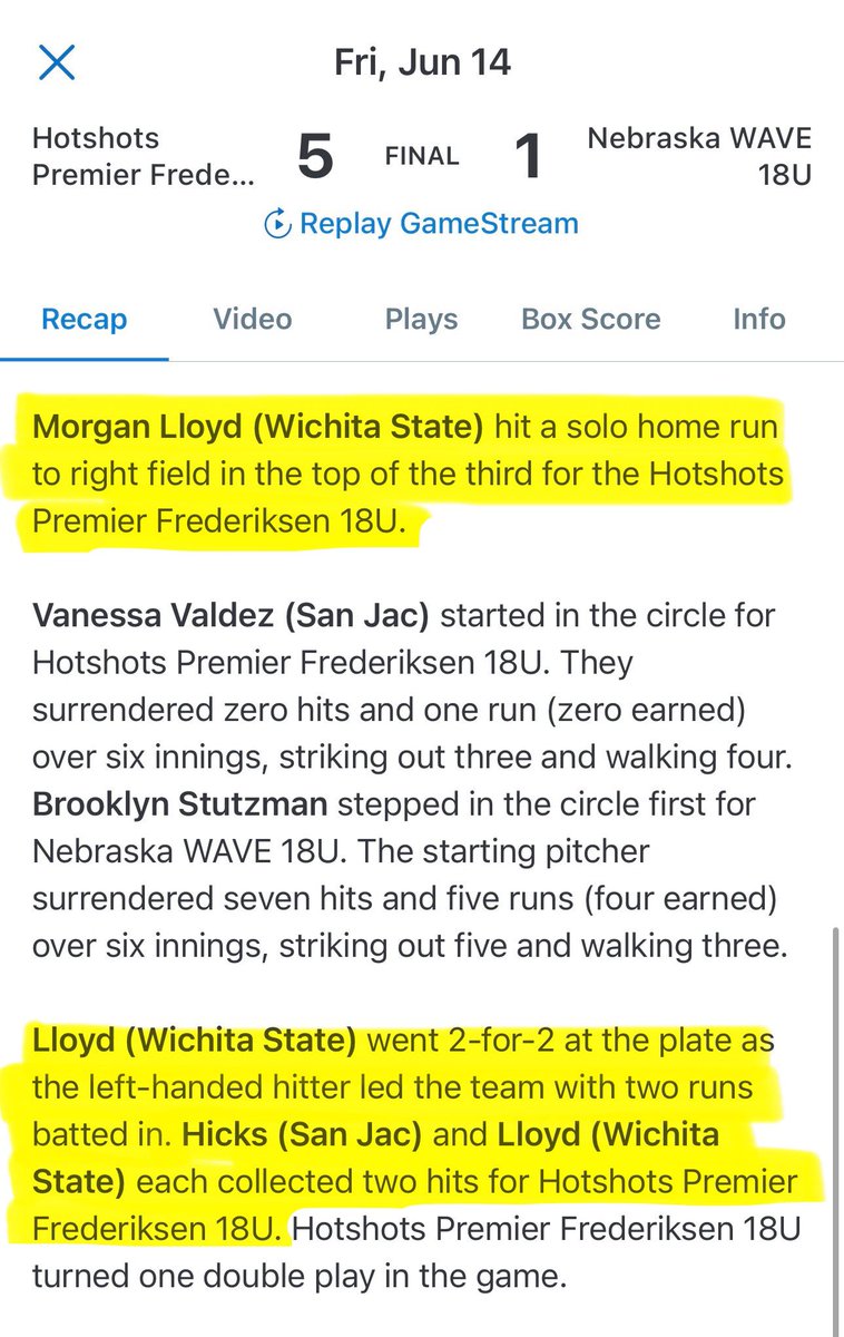 Morgan_Lloyd03's tweet photo. I went 2-2 in our second game today with 3R, 2RBI’s and a 💣!! @GoShockersSB @CoachBredbenner @eeconomon @EastonHerring https://t.co/1JszF9drQx