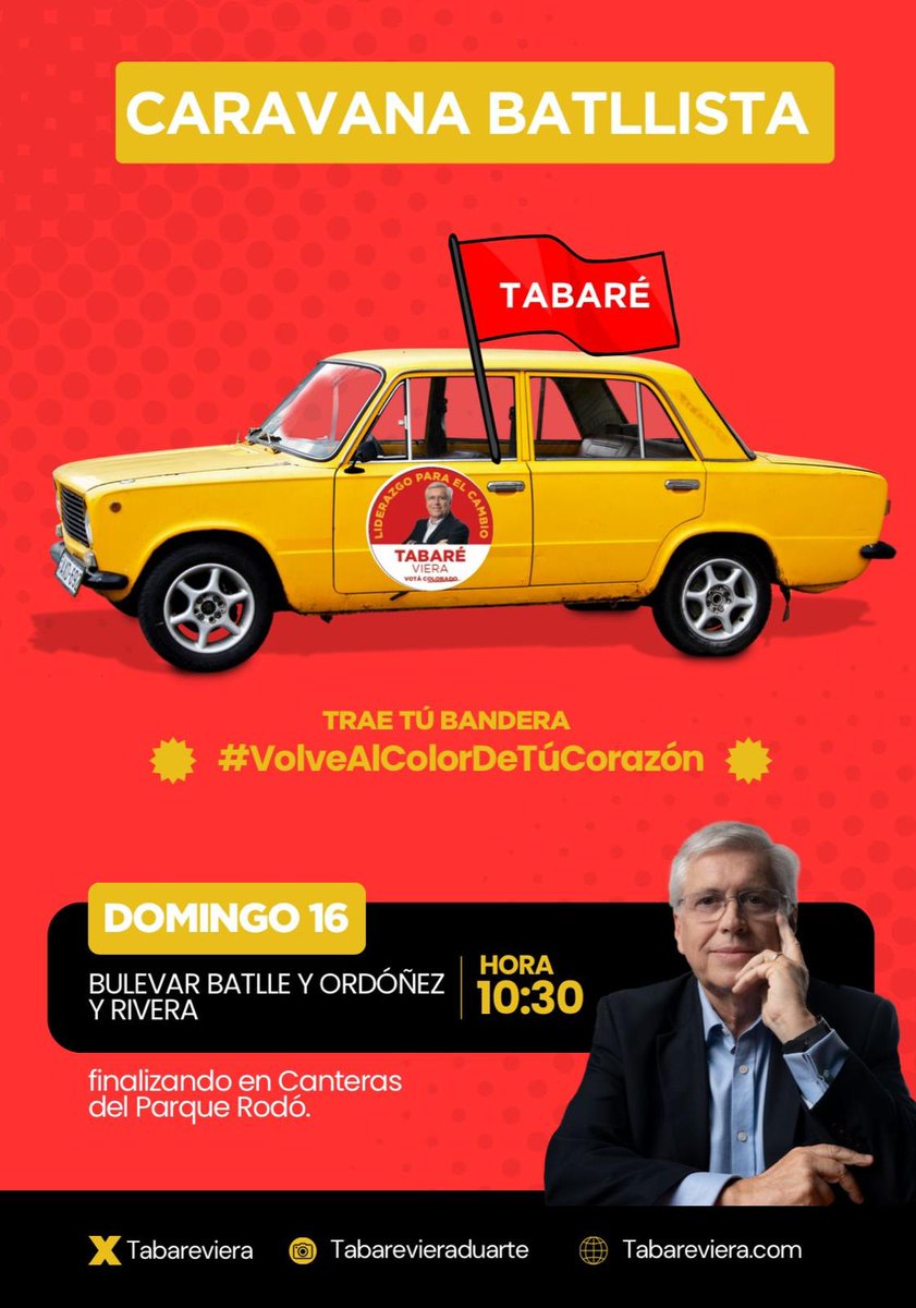 Tabareviera's tweet photo. Este domingo 16/6 #VolvéAlColorDeTuCorazón en nuestra Caravana Batllista. ¡Traé tu bandera! https://t.co/Hn8GUKWBP2