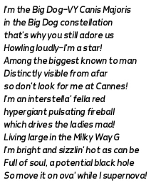 #GraphPoem #DHSI24 #analyticalcreative #computationallyassembledanthology #literatureandcomputation facebook.com/Margento.Offic…
youtube.com/watch?v=DWg6_2… the Big Dog—VY Canis Majoris
in the Big Dog constellation
that's why you still
....