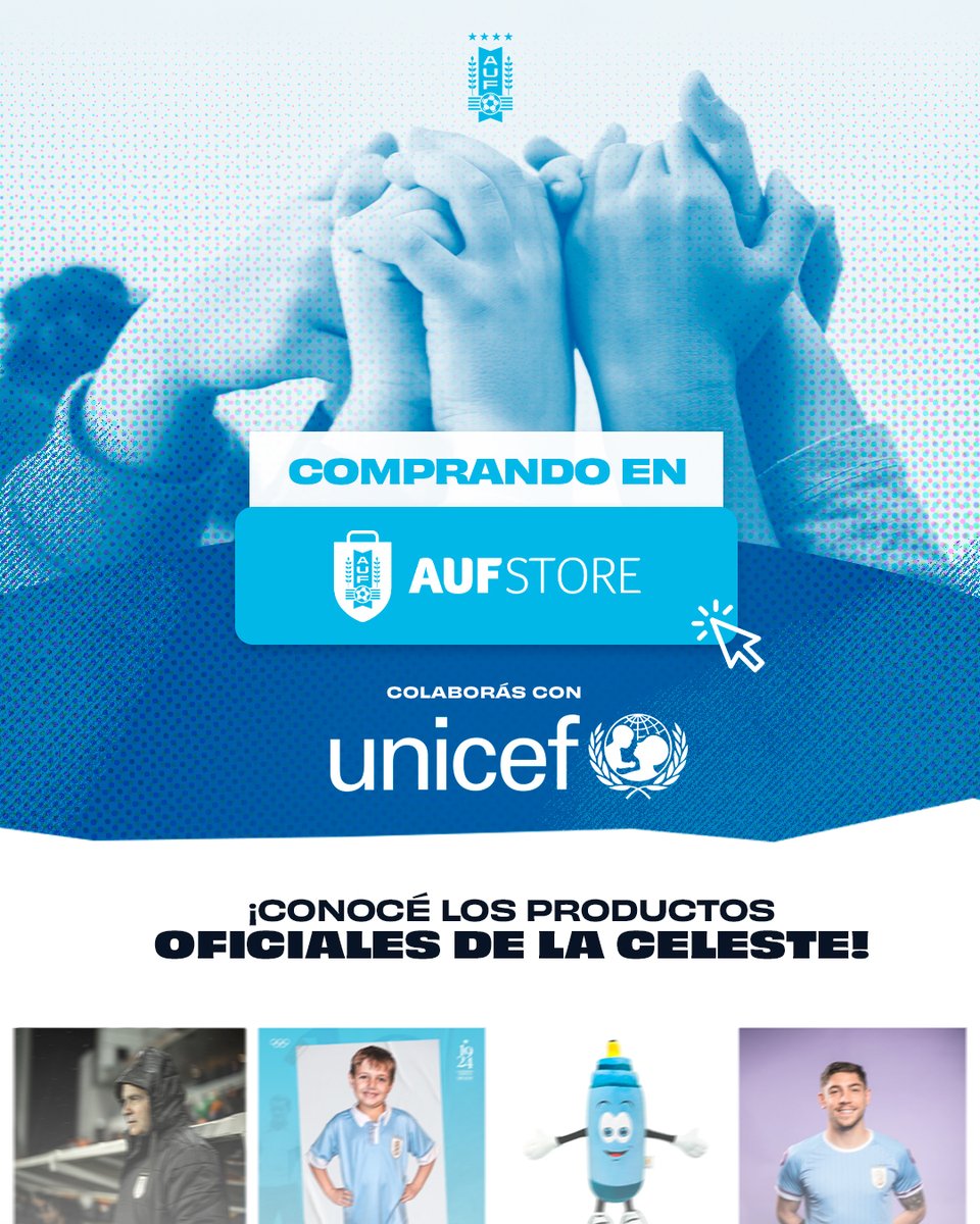 🙌🏻 ¡𝑷𝒐𝒓 𝒍𝒂 𝒊𝒏𝒇𝒂𝒏𝒄𝒊𝒂!    

Desde AUF STORE  nos ponemos la camiseta por la infancia para apoyar el trabajo de <a href="/UNICEFuruguay/">UNICEF Uruguay</a> por niños, niñas y adolescentes en Uruguay.      

🔗 Ingresá a aufstore.uy