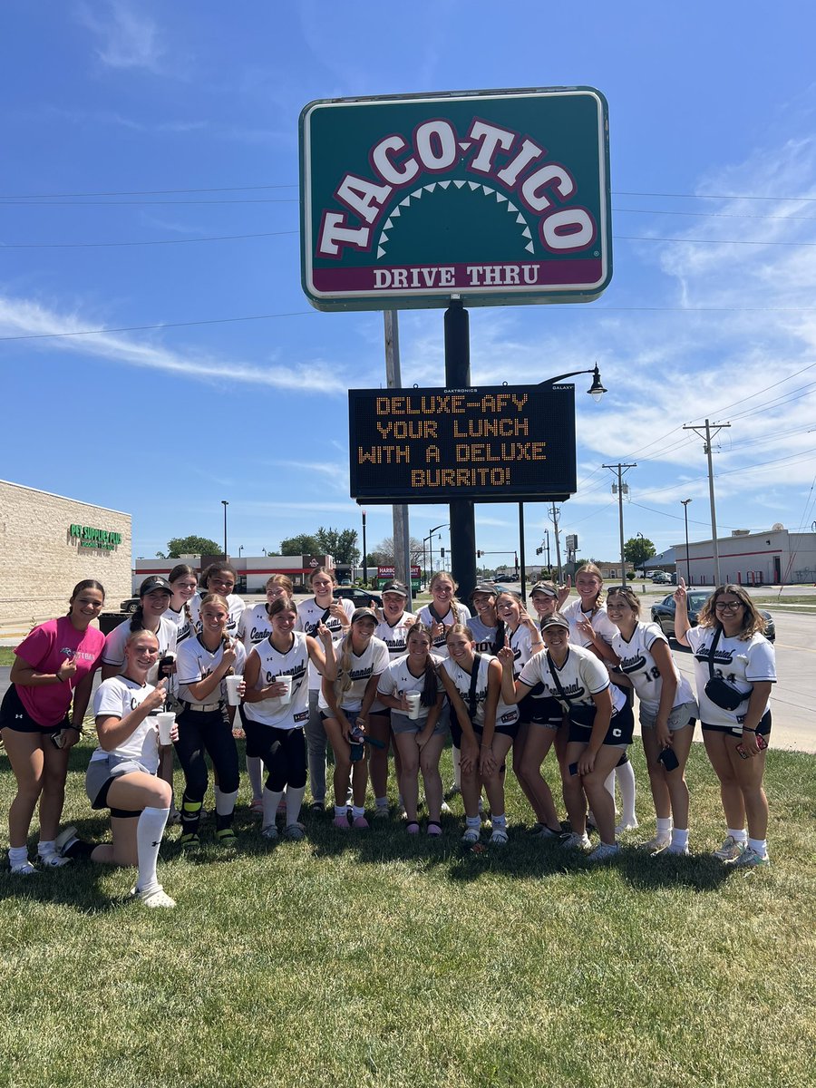 Took the girls to a Fort Dodge staple after our two wins today. They were skeptical of my choice at first… but I think it’s safe to say they approved! <a href="/ACHSJagSB/">Jaguar Softball</a> Thank you, <a href="/FortDodgeTico/">Taco Tico</a>!