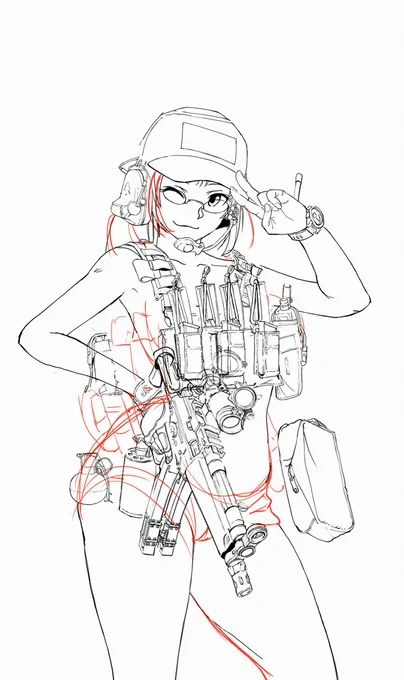 おはようございます。 寝落ちしたせいか早くに起きてしましました。 アナログ絵の人間だったので アナログ感ある下書きでこんな感じで描いてます。www