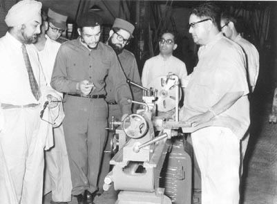 Che Guevara and his colleagues on the arrival at the Palam Airport on June 30, 1959. In turban is Mr. D.S. Khosla, Dy. Chief of Protocol, MEA who received the group at the Airport. On extreme left (next to Che) is his bodyguard who was personally trained by Che himself.