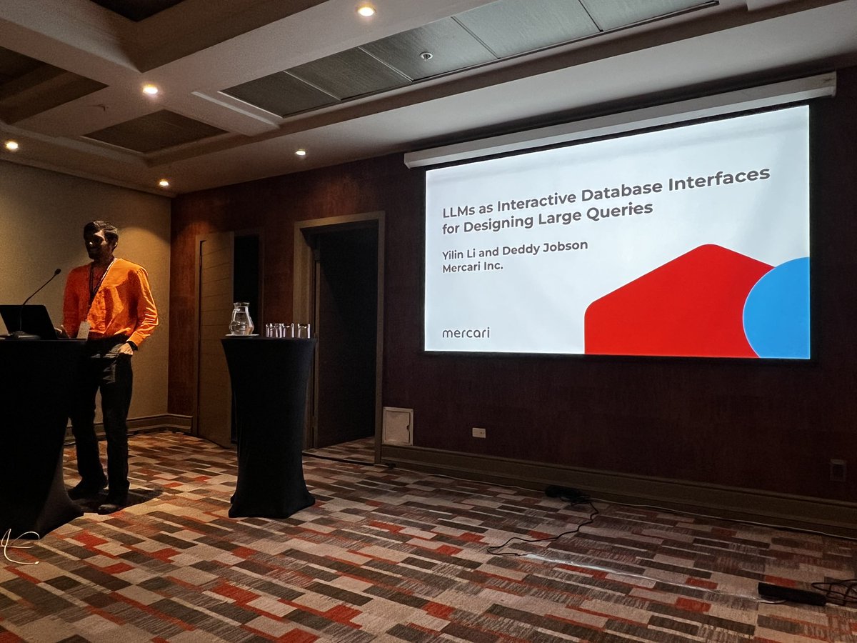 hildaworkshop's tweet image. Time for the third presentation in our last session in #HILDA2024: “LLMs as an Interactive Database Interface for Designing Large Queries” by Yilin Li and Deddy Jobson. #SIGMOD2024