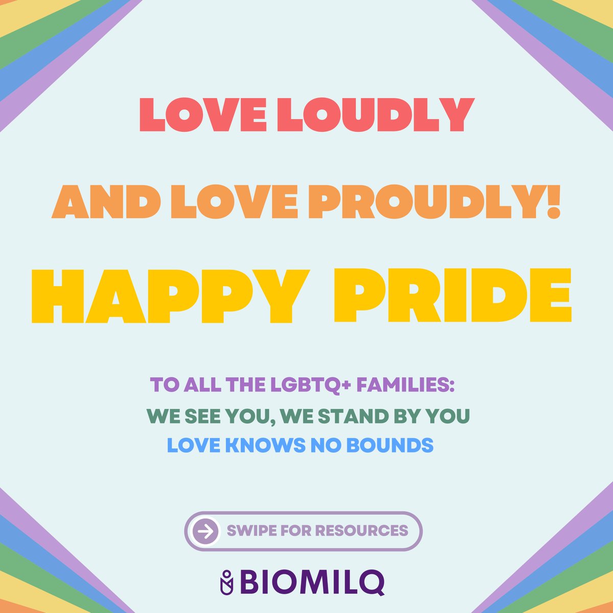 biomilq's tweet photo. At BIOMILQ, we believe every family deserves love, support, and the best nutrition possible. 🌈❤️ This Pride Month, we proudly reaffirm our mission to bring more benefits of human milk to all families.

Click the pictures find the amazing support resources!  🏳️‍🌈

#LoveisLove https://t.co/zwOsGbzNu3