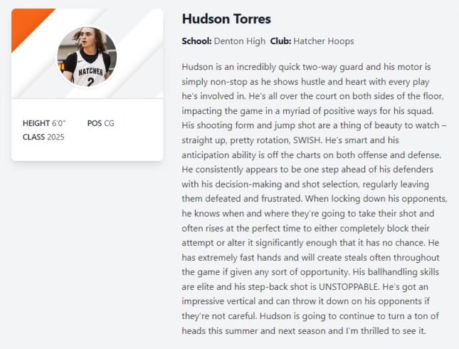 Hudson Torres (@trhudsont) on Twitter photo Thank you! <a href="/MattChampionATX/">Matt Champion</a> for this article on prep hoops Thank you! <a href="/MattChampionATX/">Matt Champion</a> for this article on prep hoops