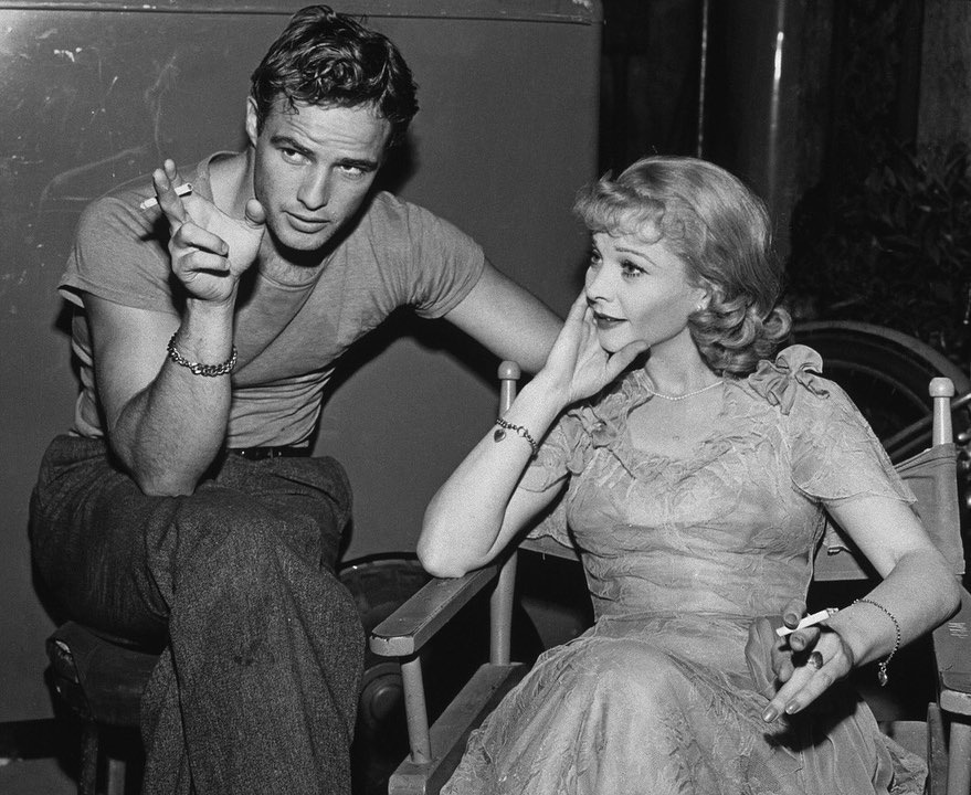 Marlon Brando &amp; Vivien Leigh on the set of A Streetcar Named Desire, 1951