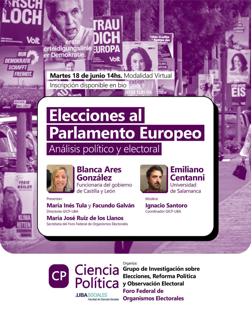 🇪🇺 ELECCIONES AL PARLAMENTO EUROPEO

👉 El GICP ERPOE de la Carrera de Ciencia Política de la UBA presenta una nueva edición de la sección titulada Análisis Político y Gobernanza Electoral junto con el Foro Federal de Organismos Electorales Provinciales.