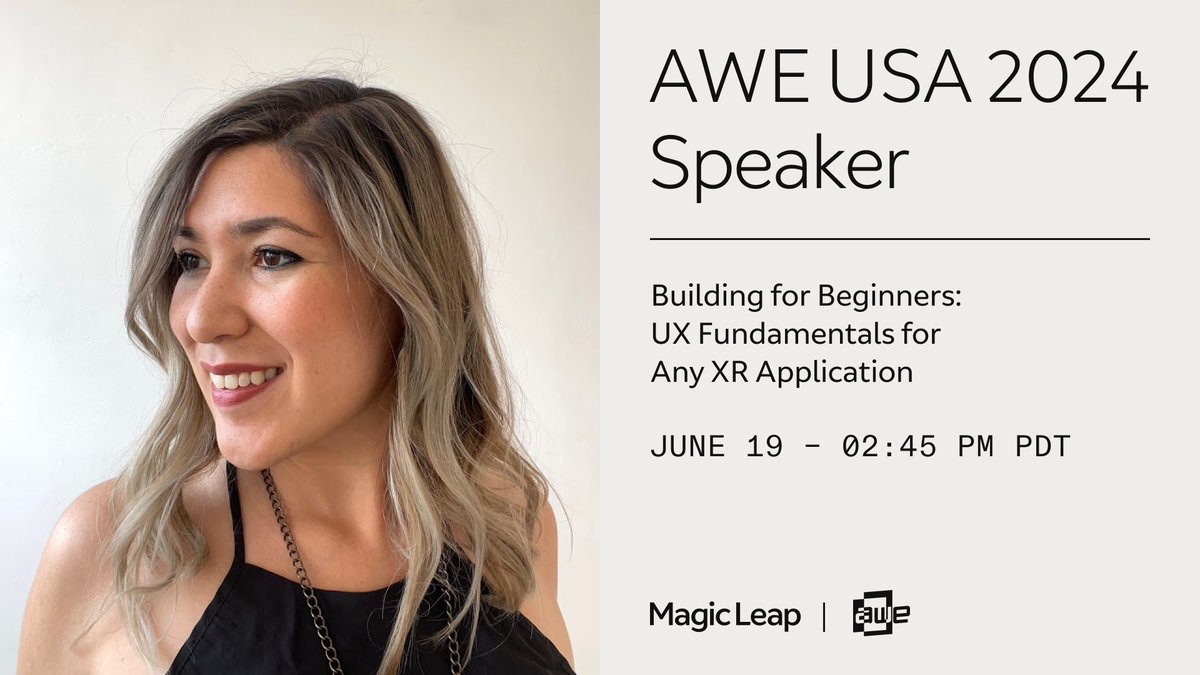 I’m looking forward to speaking at the upcoming AWE 2024. Join Rocio Sergio and I at our session “Building for Beginners: UX Fundamentals for Any XR Application”. See you there! bit.ly/3VHhhRC #AWE2024 #MagicLeap #AugmentedReality #Innovation #Collaboration