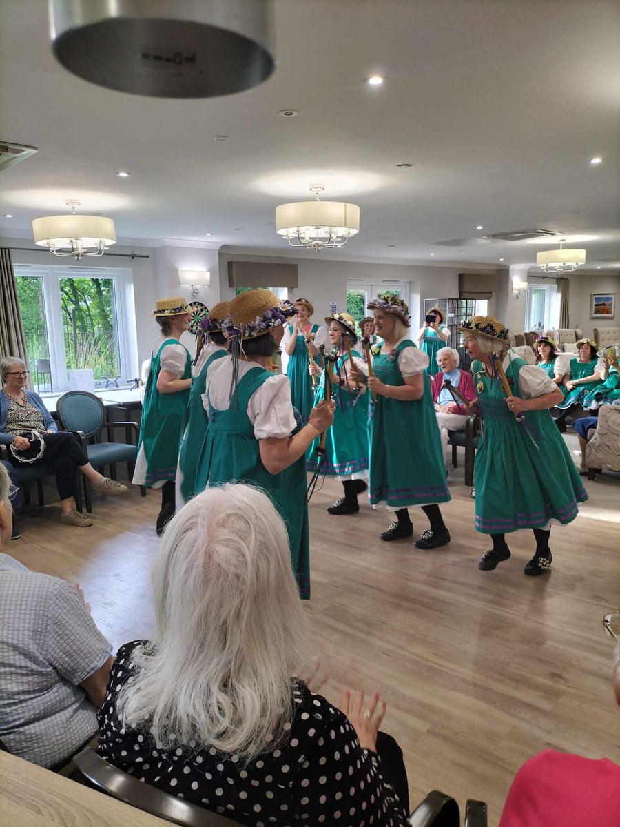 We have had a lovely visit from the local Morris dancers 
Everyone enjoyed their music, dancing and energy. We look forward to their next visit #morrisdancing #care #carehomes #dancing