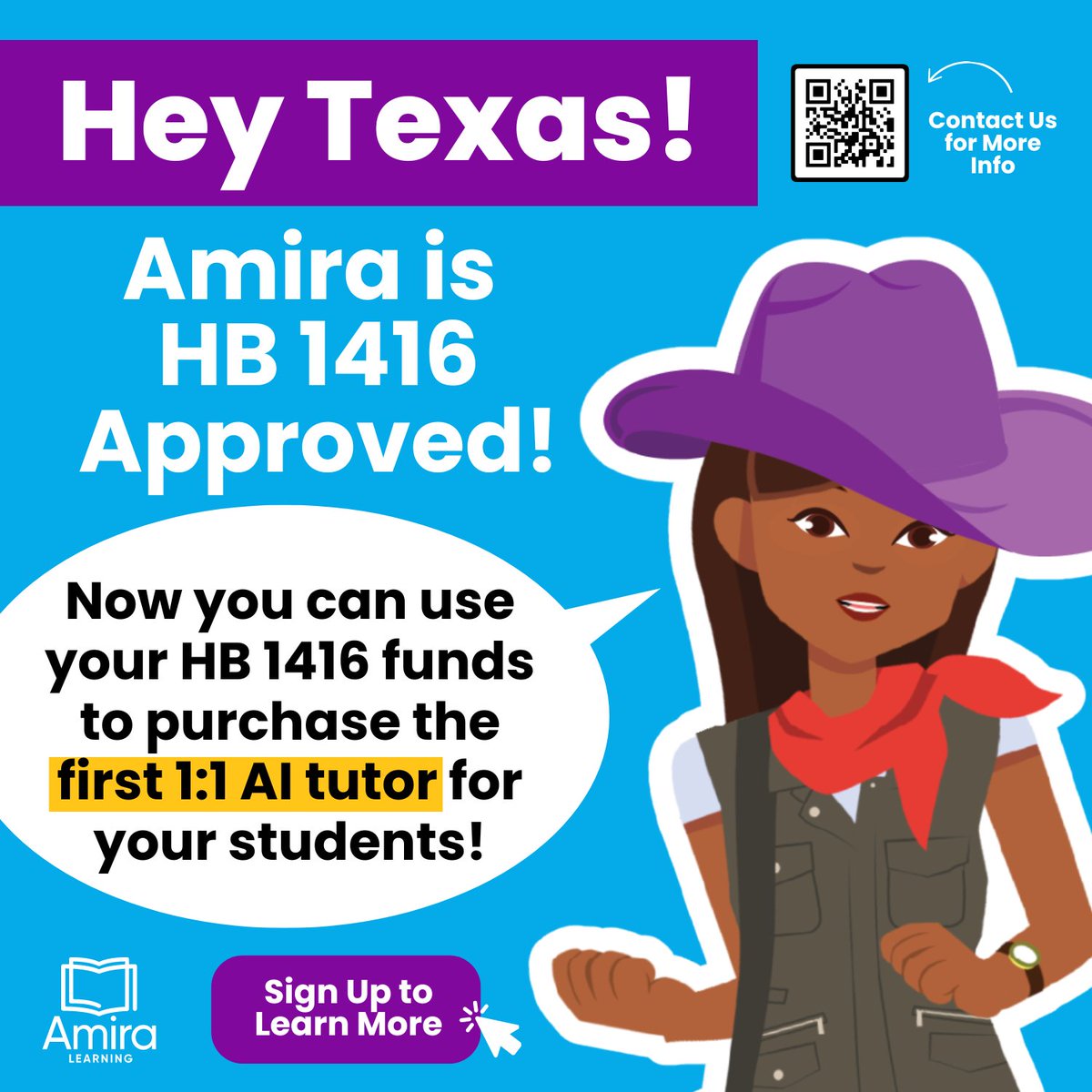 Everything is bigger in Texas - and now Amira is too! Join our webinar this Thursday 6/20 to learn more about Amira for HB 1416 funds and accelerate your students' reading: amiralearningwebinar.com/movements-and-…
