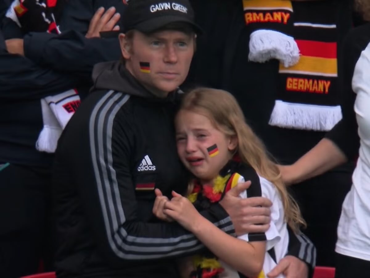 hundredmillie's tweet photo. Enjoy the celebrations but i can’t wait to see a stadium full of crying German kids when they go out in the KO’s https://t.co/mn1L6iPOrD