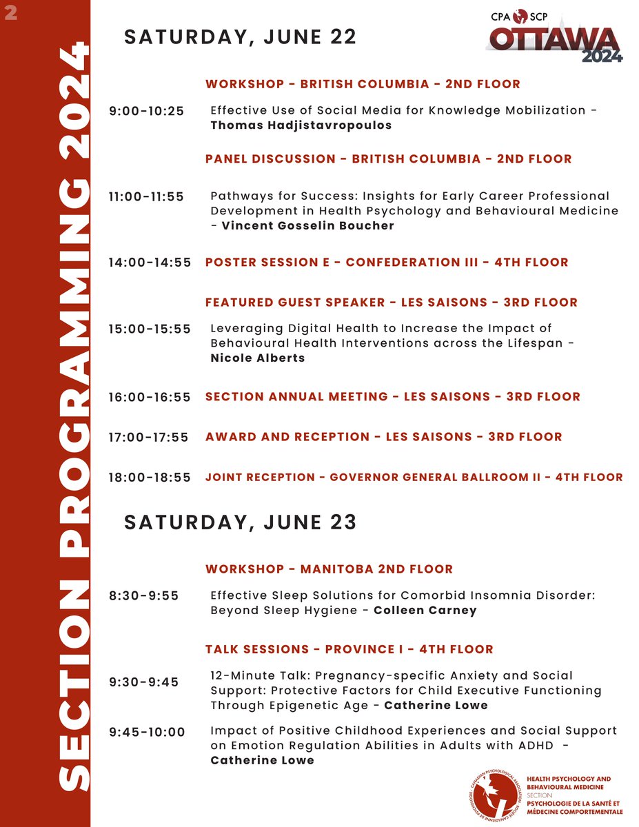 🚨 Excited for the upcoming @CPA_SCP 2024! 🎉 Don't miss out on the amazing sessions in health psychology and behavioral medicine. 🧠💡 Get ready to dive into groundbreaking research and connect with experts in the field. See you there! #CPA2024