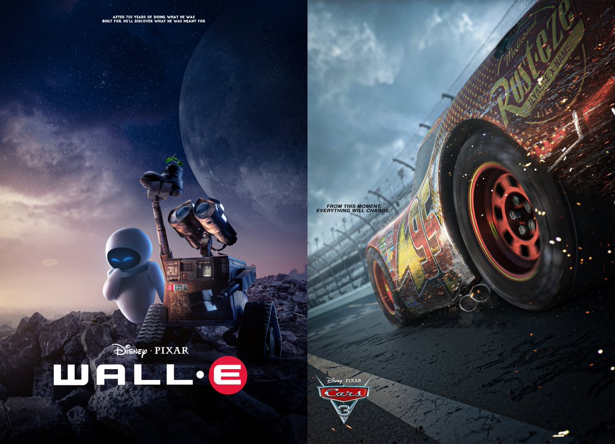 ItsNameJr's tweet photo. Hi @Disney @Pixar , i created these posters for Walle E and Cars https://t.co/O7hoHGH0h5