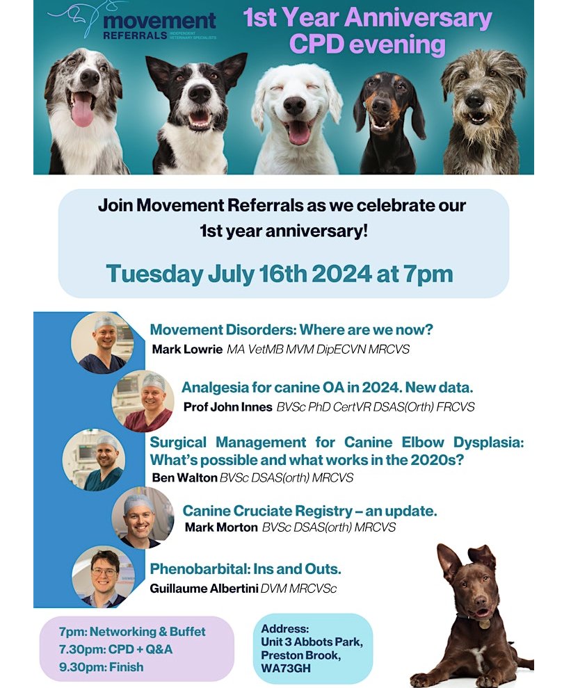 We are 1 year old. CPD for vets to mark the occasion: eventbrite.com/e/movement-ref…