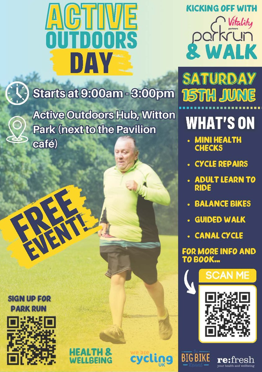 BwDBC Adult Learning (@bwdadultlearn) on Twitter photo Active Outdoors Day TOMORROW! 📅 Saturday 15th June
FREE activities, from Park Run & Walk, Health Checks & Cycling!
Sign up to Park Run & Walk 👇
refreshbwd.com/events/activeo…
Don't miss out – save your cycling spot today!▶️ bookwhen.com/cycling
<a href="/refreshbwd/">refresh BwD</a> Active Outdoors Day TOMORROW! 📅 Saturday 15th June
FREE activities, from Park Run & Walk, Health Checks & Cycling!
Sign up to Park Run & Walk 👇
refreshbwd.com/events/activeo…
Don't miss out – save your cycling spot today!▶️ bookwhen.com/cycling
<a href="/refreshbwd/">refresh BwD</a>