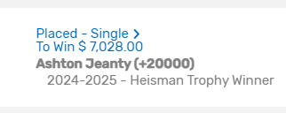 WinningAngle's tweet image. Early, fun, and longshot Heisman play for this year - (Ashton Jeanty - RB Boise State).  1,347 rushing yards last year with 569 receiving yards and 19 total TD's.  He has got stronger and faster in the offseason - Win the conference and have a big game vs. Oregon -- who knows!!