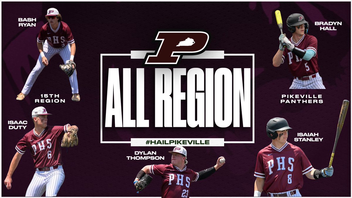 𝓐𝓵𝓵-𝓡𝓮𝓰𝓲𝓸𝓷 🐾 

Congratulations to the members of the 15th Region All-Region Team from Pikeville High School! 

#HailPikeville ⚾️