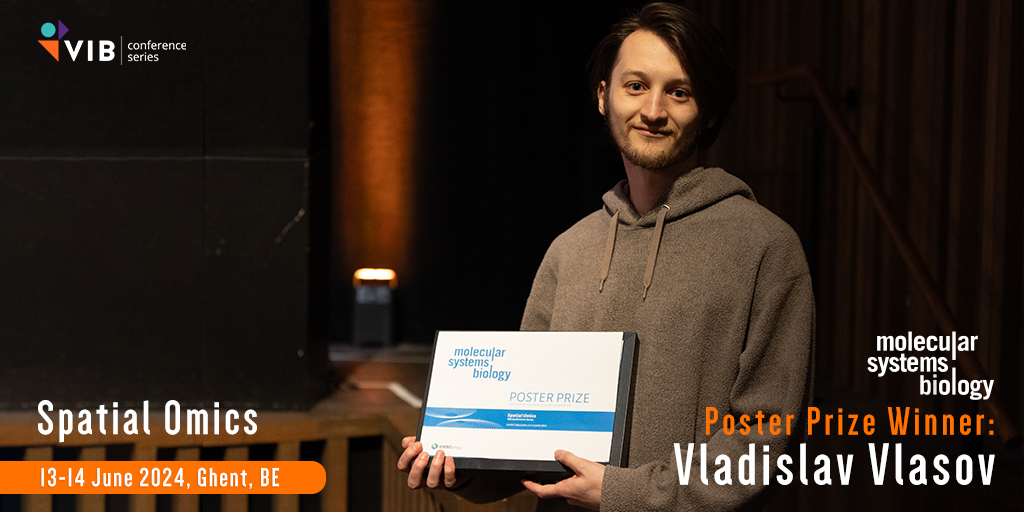 VIBTrainConf's tweet image. #SpatialOmics24 is almost over, but not before awarding the @MolSystBiol poster prize ...
And the 🏆winner is Vladislav Vlasov of the @MovahediTeam lab at @VUBrussel / @InflamResCen!
He presented a new pipeline designed to address challenges in spatial #proteomics imaging.