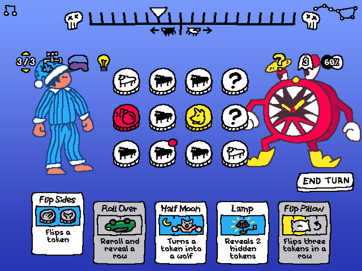 Pillow Fight is out now!

A short, free deckbuilding game where you count sheep in order to defeat different "enemies" of sleep and learn some real sleep tips along the way!

jontopielski.itch.io/pillow-fight