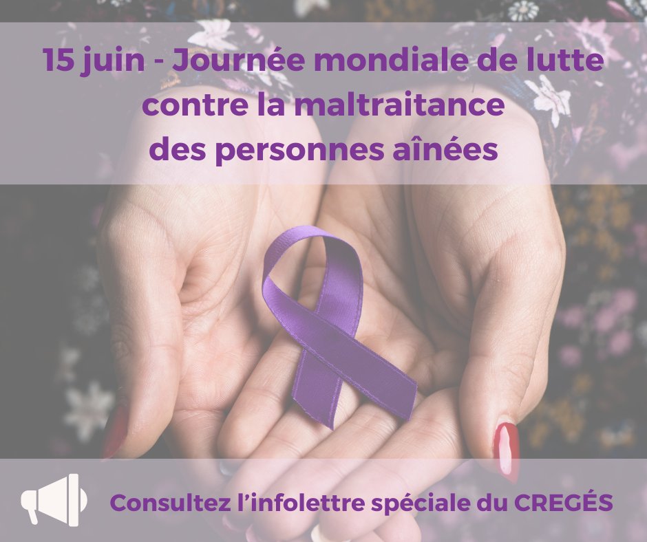 À l'occasion de la Journée mondiale de lutte contre la maltraitance des personnes aînées, Il nous fait plaisir de vous partager notre infolettre spéciale #WEAAD ow.ly/m5L550SiXnu