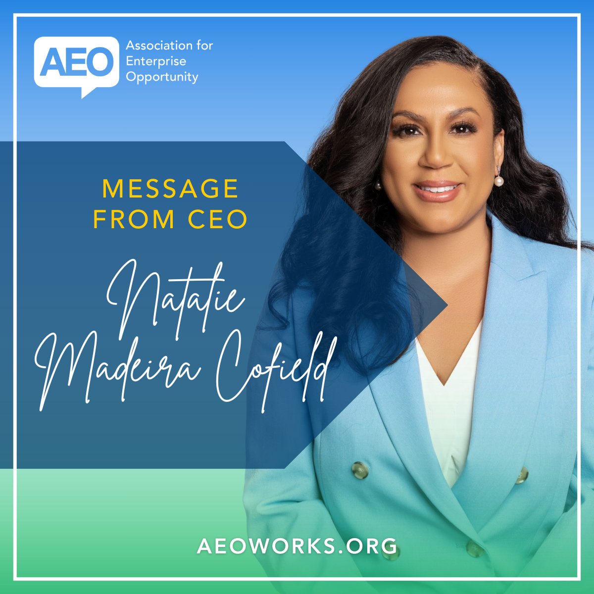 It's #ImmigrantHeritageMonth and <a href="/AEOworks/">AEO</a> CEO Natalie Madeira Cofield reflects on the impact of #immigrant #entrepreneurs to our nation’s economy and the role they play in fostering innovation, creating jobs, &amp; driving economic growth. Read more: aeoworks.org/message-from-t…
