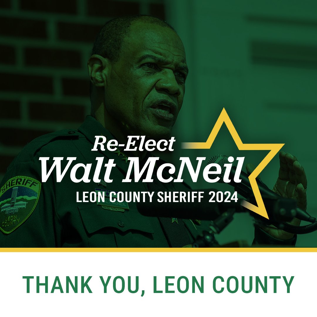 Today I’m proud to announce that we will continue for another four years as Leon County Sheriff. I am truly humbled by the support of our community. While much has been done, I know there is still much progress to be made. Let’s get to work, Leon County! #ALLin