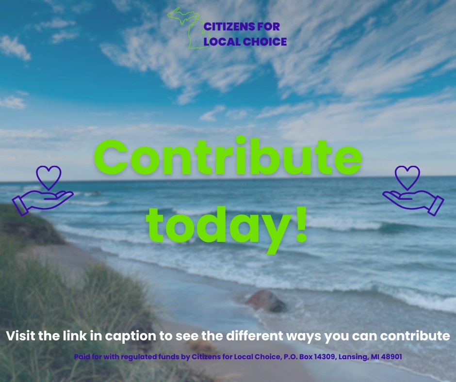 Every dollar helps us reach our goal, and there are many ways to contribute! You can always send us a check made out to Citizens for Local Choice, P.O. Box 14309, Lansing, MI 48901, or follow the link below to contribute online today!

transaxt.com/Donate/FPSSU2/…
#CLCMI #LocalControl