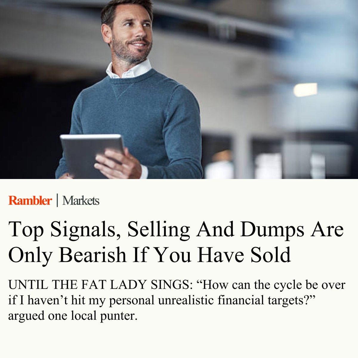 Top Signals, selling and dumps are only bearish if you have sold.